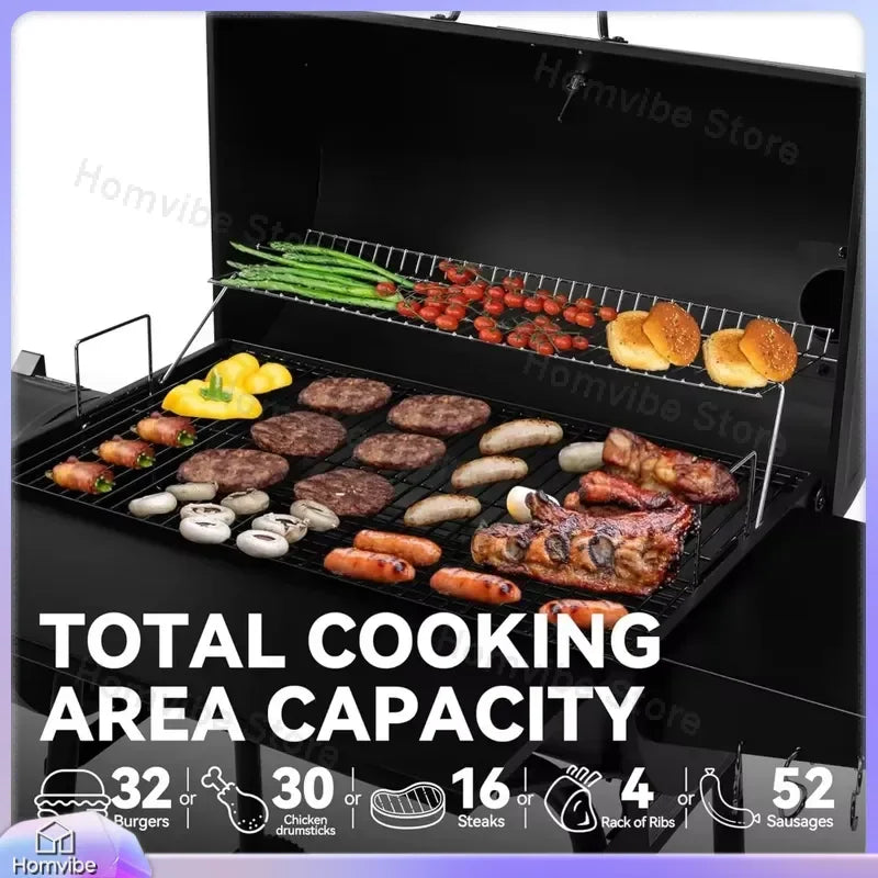 Charcoal Offset Smoker Grill for Outdoor Cooking, Durable Stainless Steel