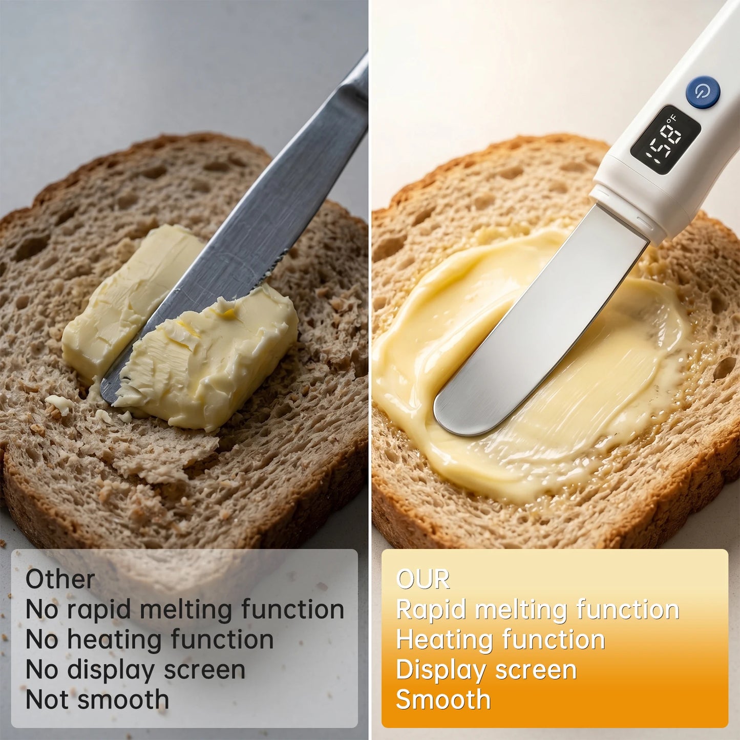 USB Rechargeable Heated Butter Knife Spreader For Cheese And Toast