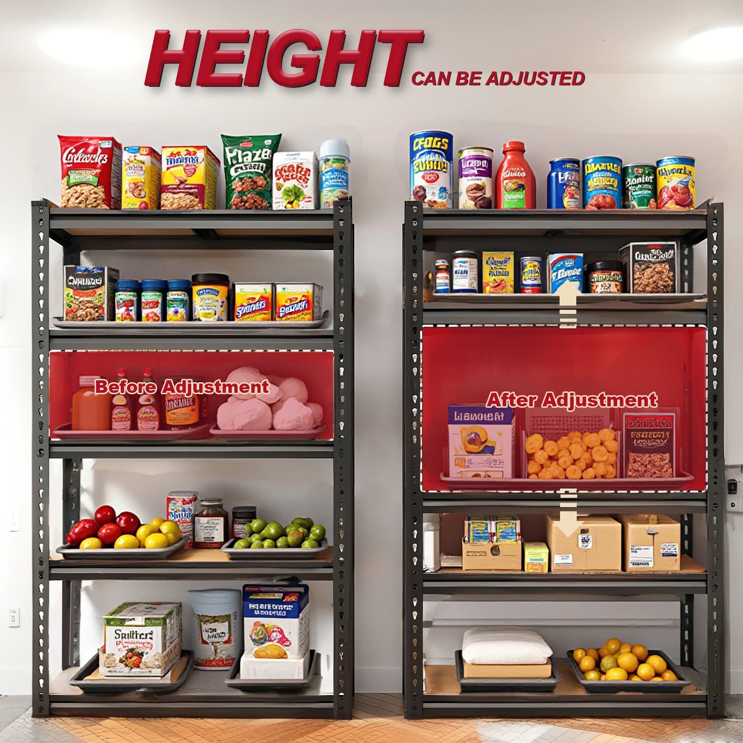 Heavy Duty 2000Lbs Garage Shelving Unit Adjustable Iron Storage Rack