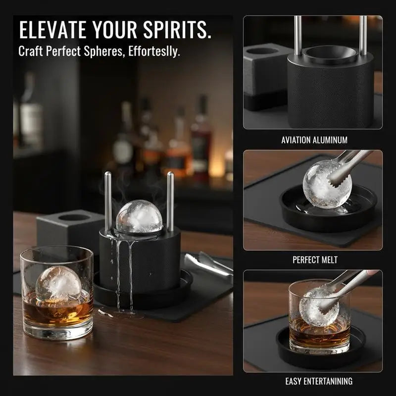 Aviation Aluminum Ice Ball Press Kit With Mold Tray