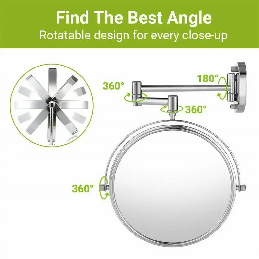 BORWART 10X Magnifying Wall Mounted Mirror 360 Swivel Makeup