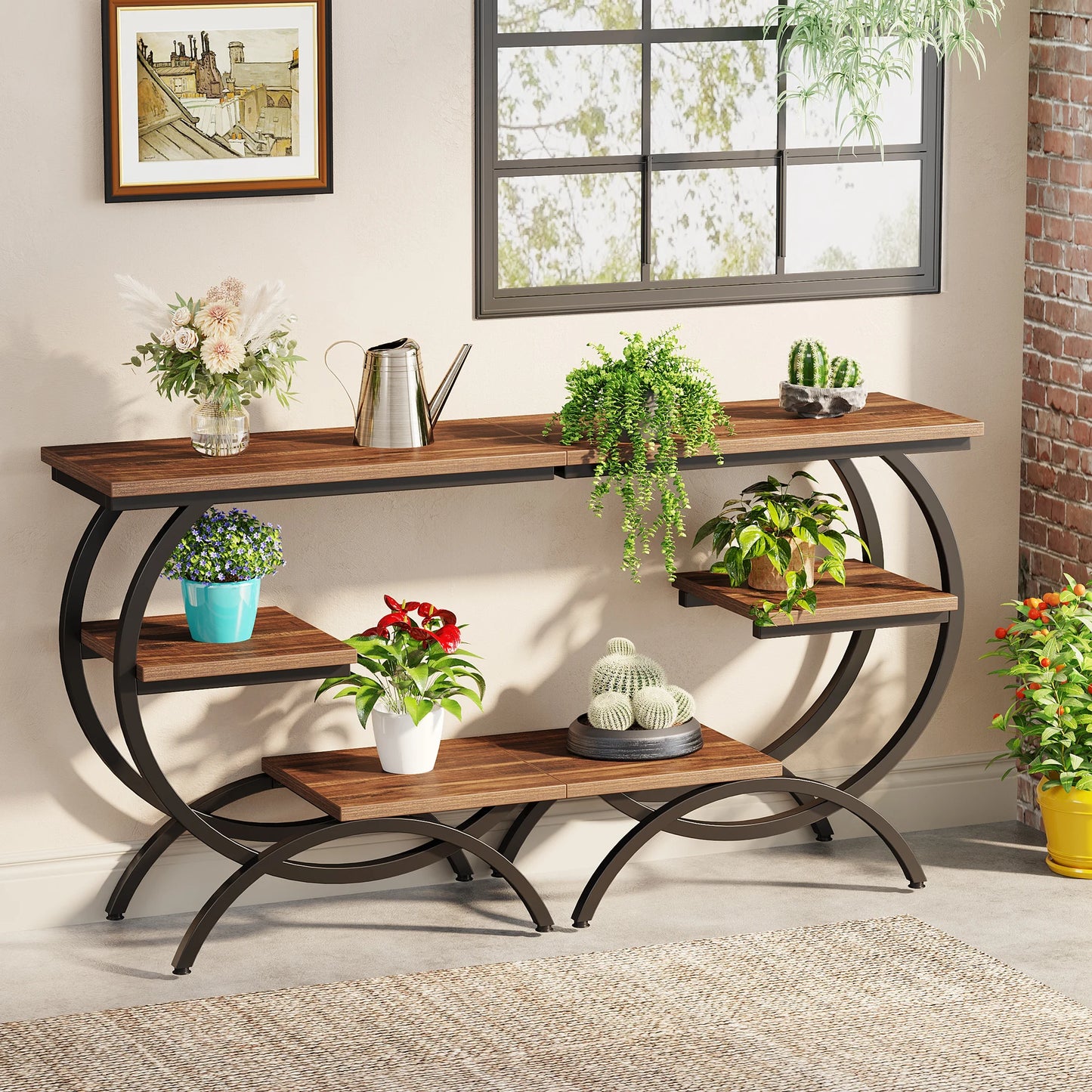 Tribesigns C-Shaped End Table Industrial Storage Sofa Side Table