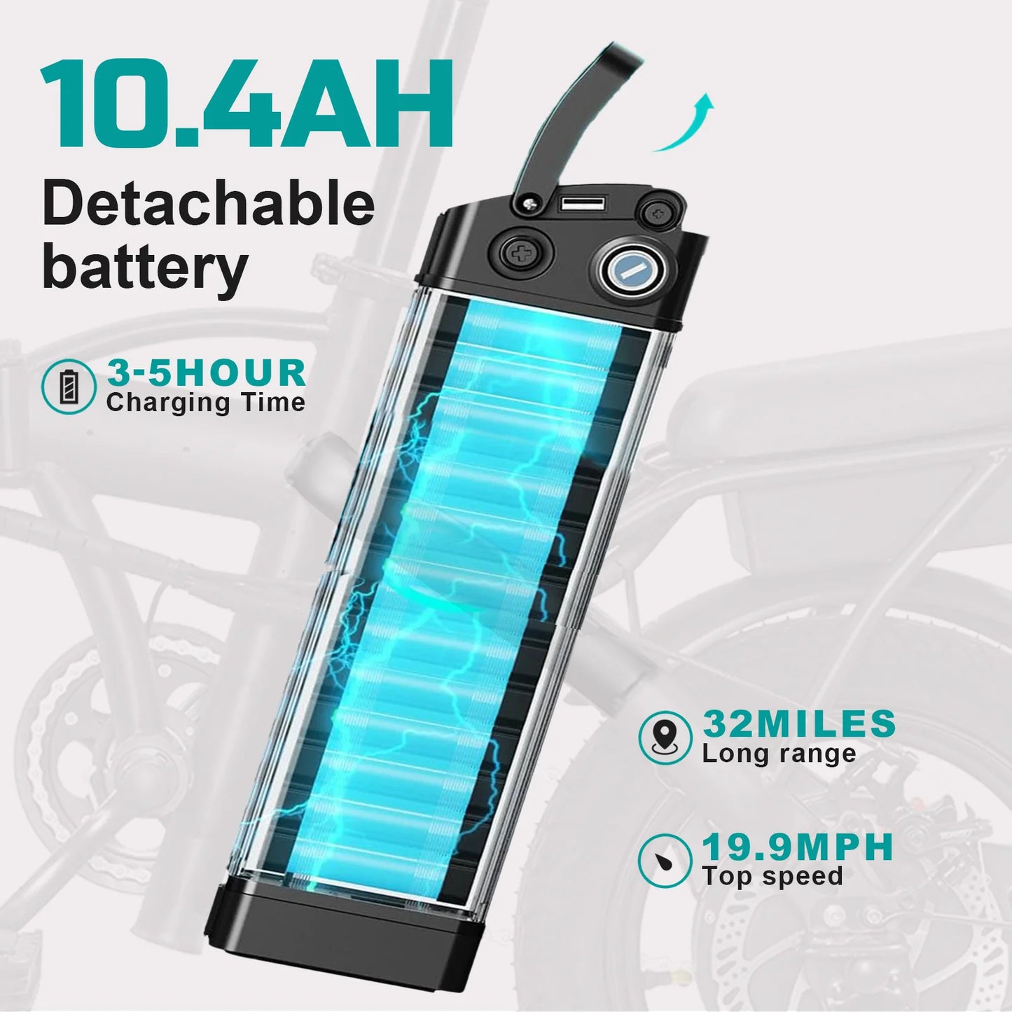 Terrosor Folding Electric Bike 560W 48V Removable Battery