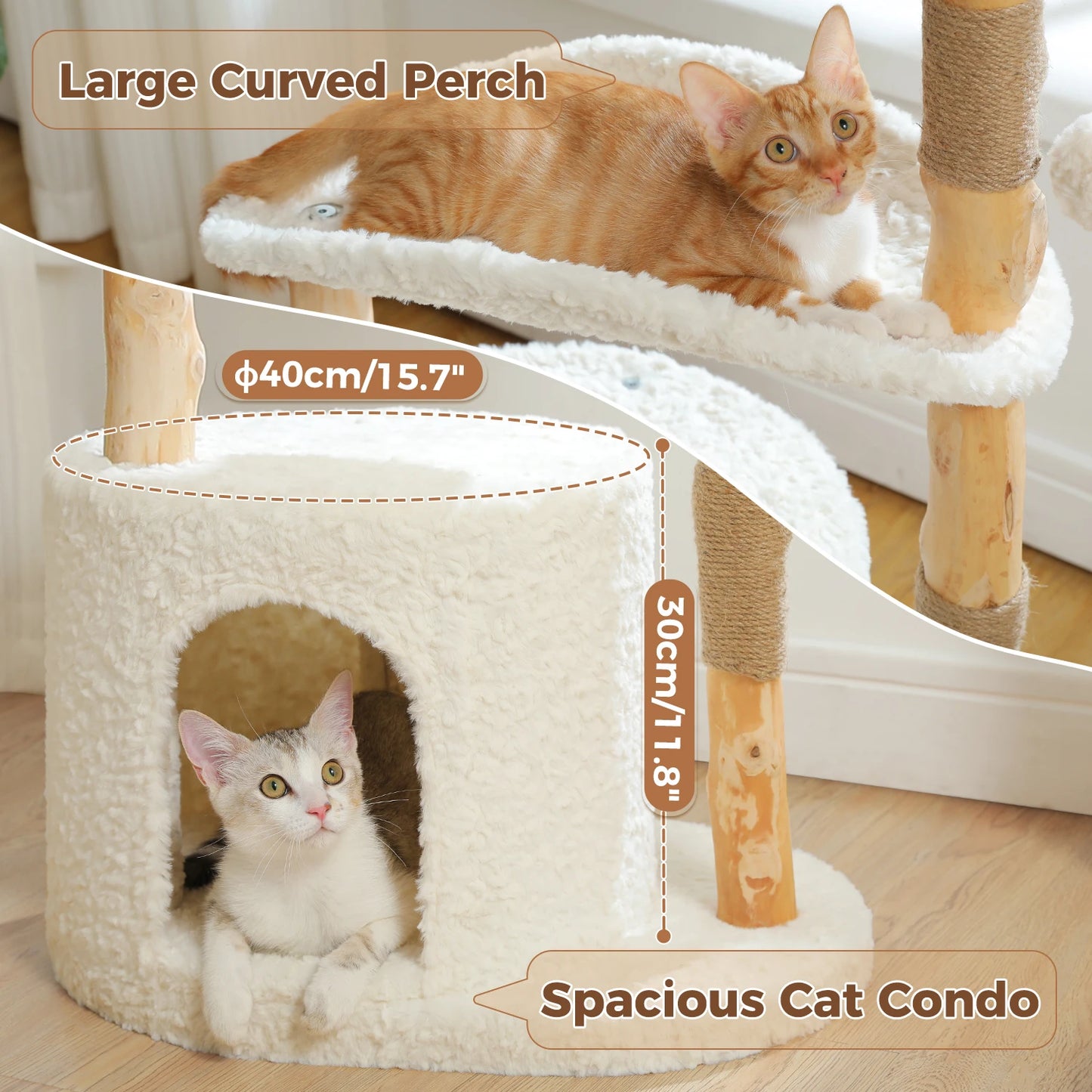 PAWZ Road Modern Cat Tree Tower With Natural Scratching Posts