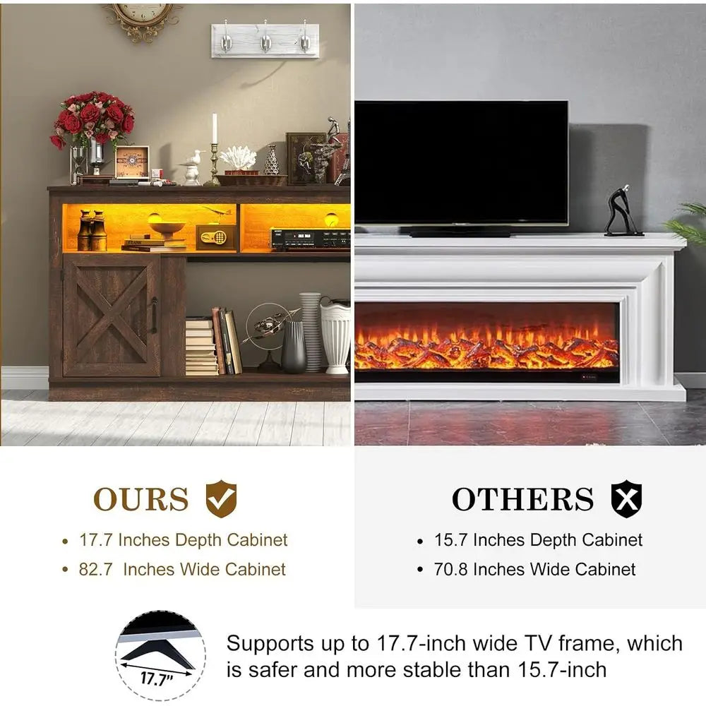 Contemporary Wooden Media Console With Integrated LED Lighting