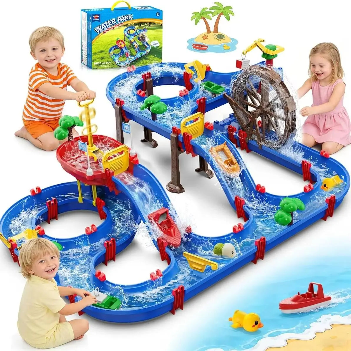 Vatos Two Tier Water Wheel Kids Outdoor Water Table Playset