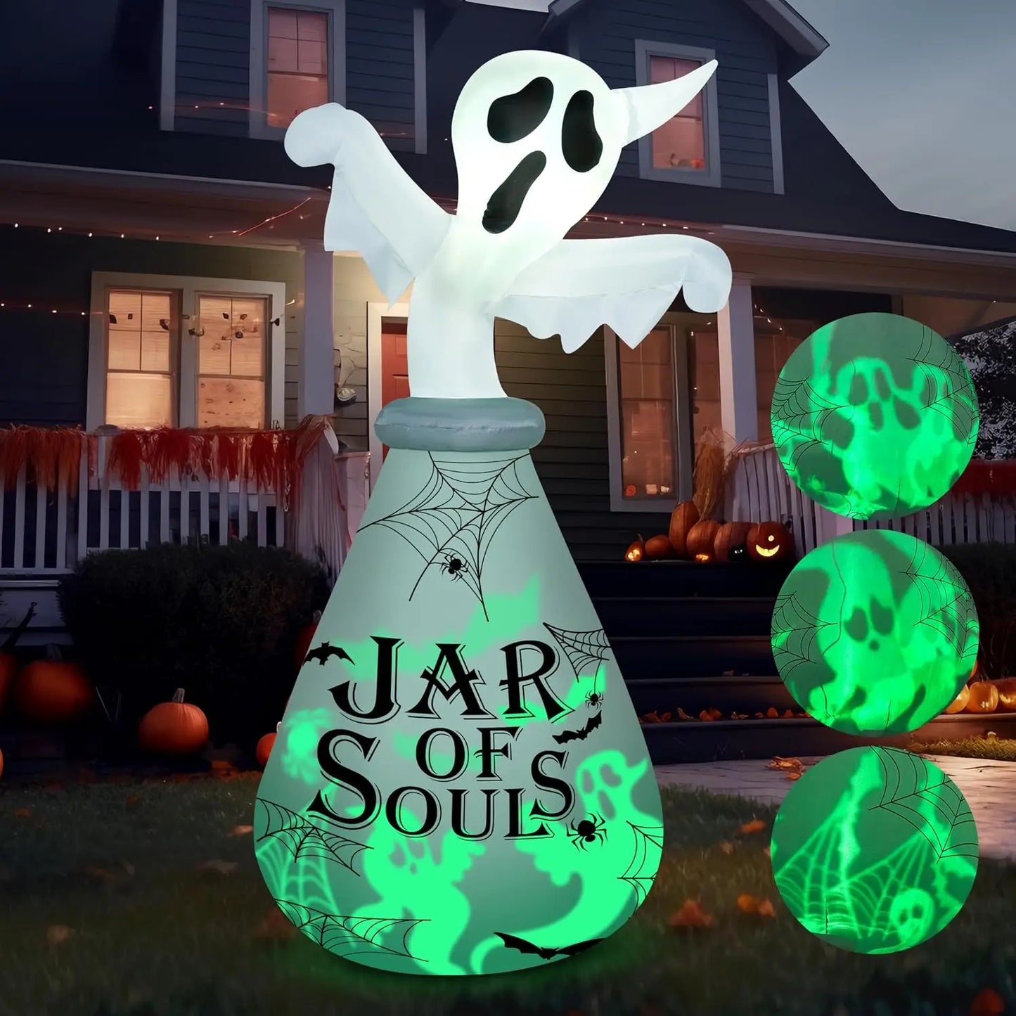 Joyfy Inflatable Ghost Halloween Outdoor Decor With LED Light