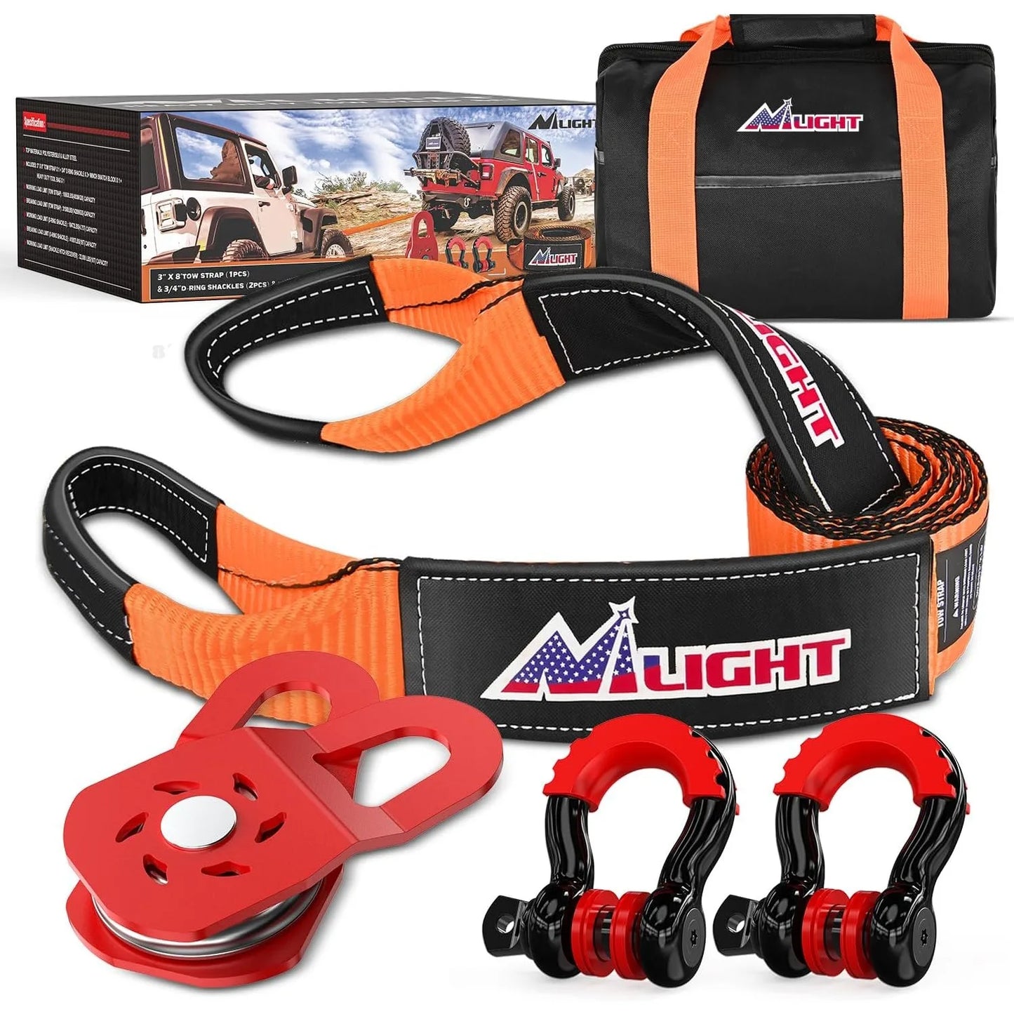 Nilight Offroad Recovery Kit With Heavy Duty Tow Straps