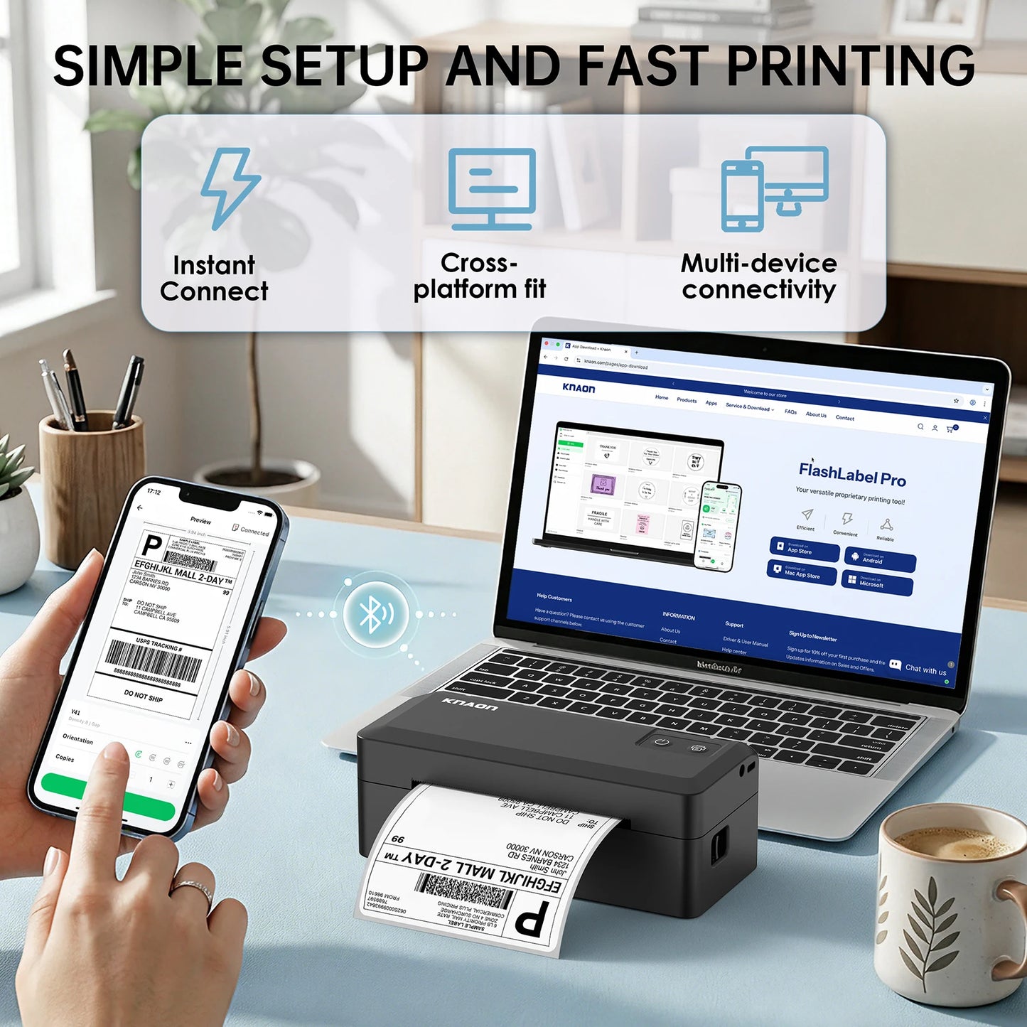 Knaon Bluetooth Thermal Label Printer For Business And Home