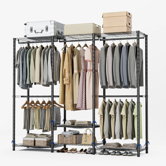 Metal Clothes Rack Storage Organizer Freestanding Wardrobe Heavy Duty 960 Lb