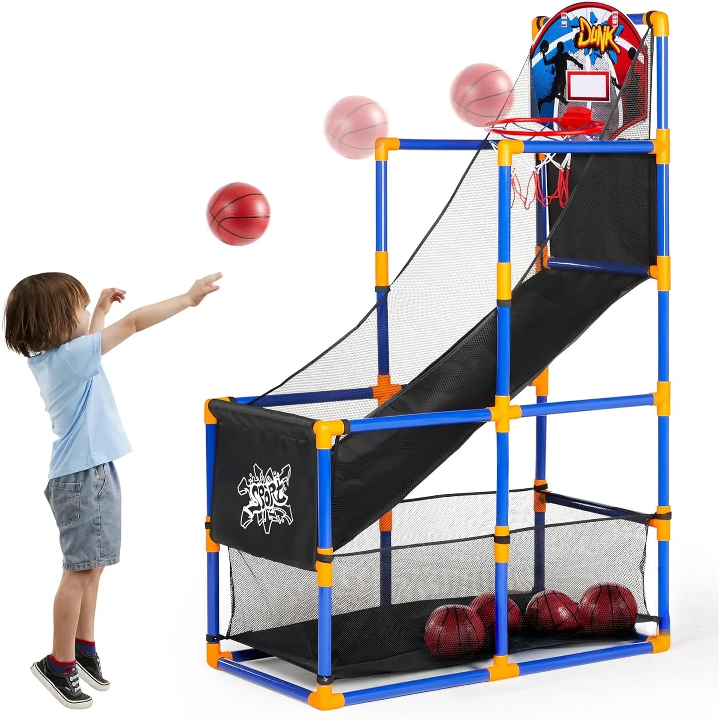 Joyfy Kids Arcade Basketball Stand With 4 Inflatable Balls