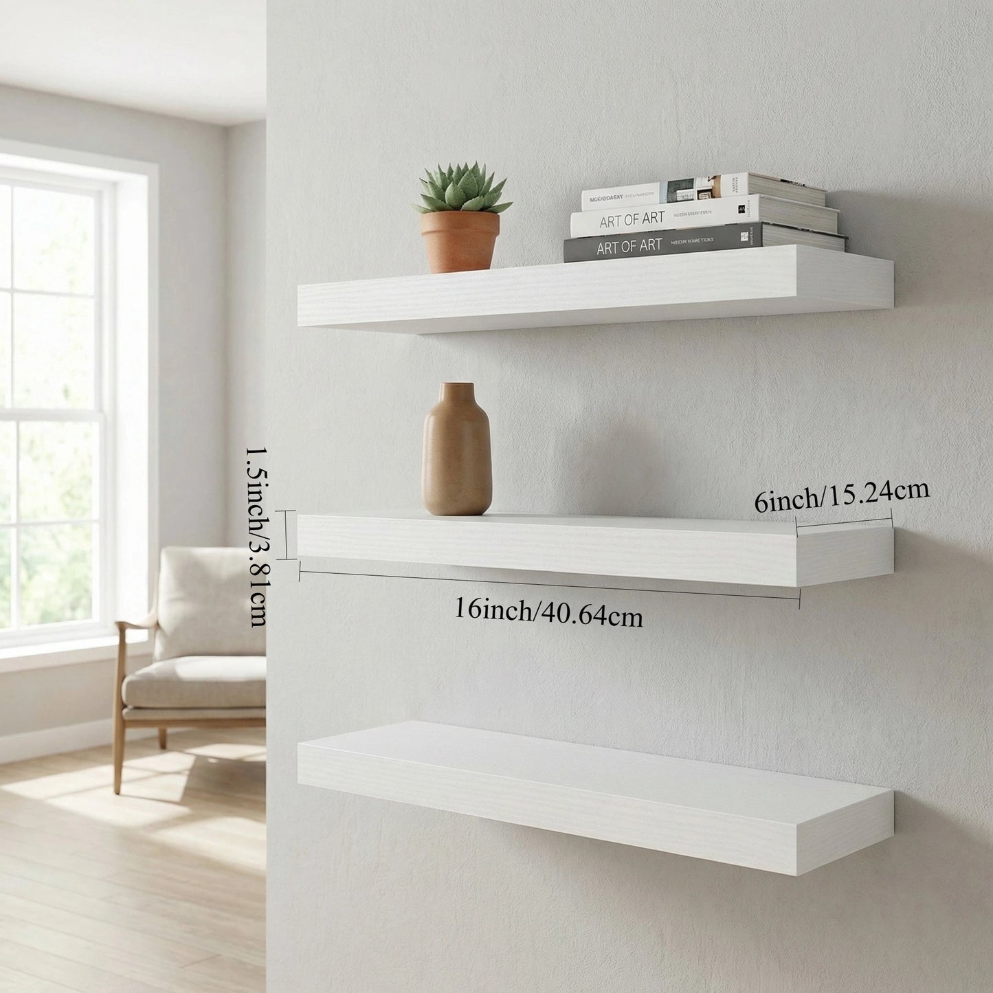 Floating Wall Shelves Set Of 3 With Invisible Brackets Laminate