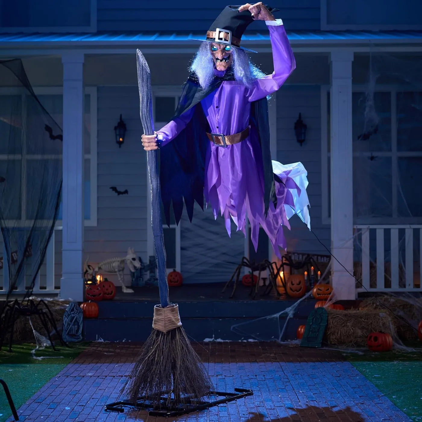 Animated Halloween Flying Witch Decoration With Light Eyes And Spooky Voice
