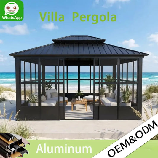 Heavy Duty Aluminum Patio Gazebo With Waterproof Windproof Canopy