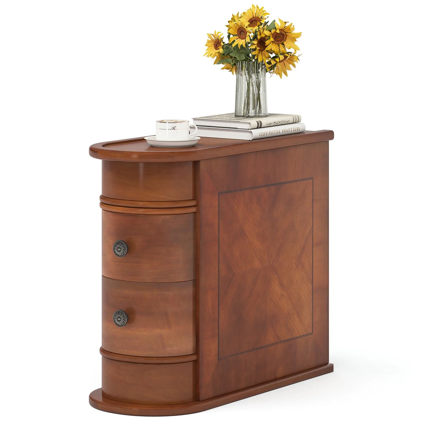 Tribesigns Solid Wood End Table With Drawer For Bedroom