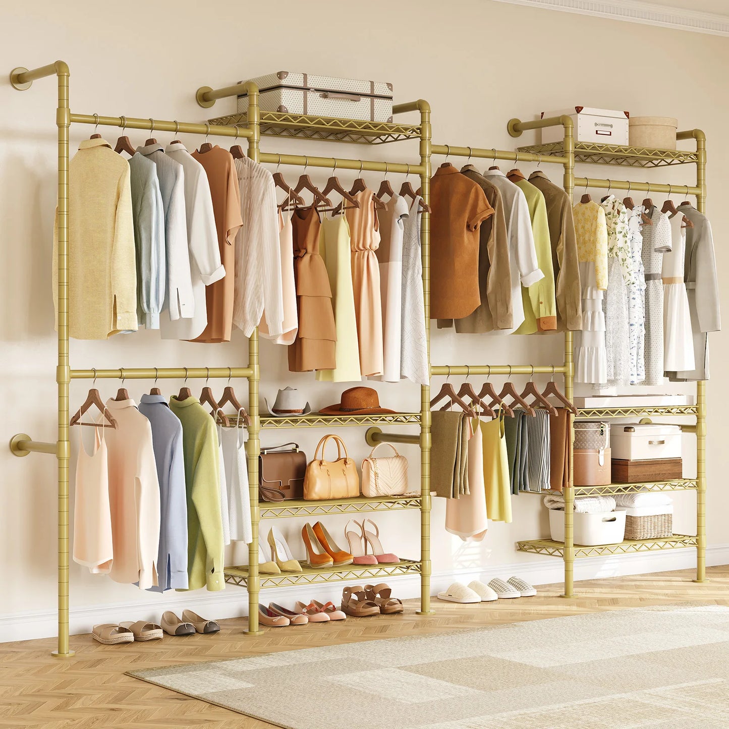 Onbrill Wall Mounted Industrial Pipe Clothes Rack Organizer