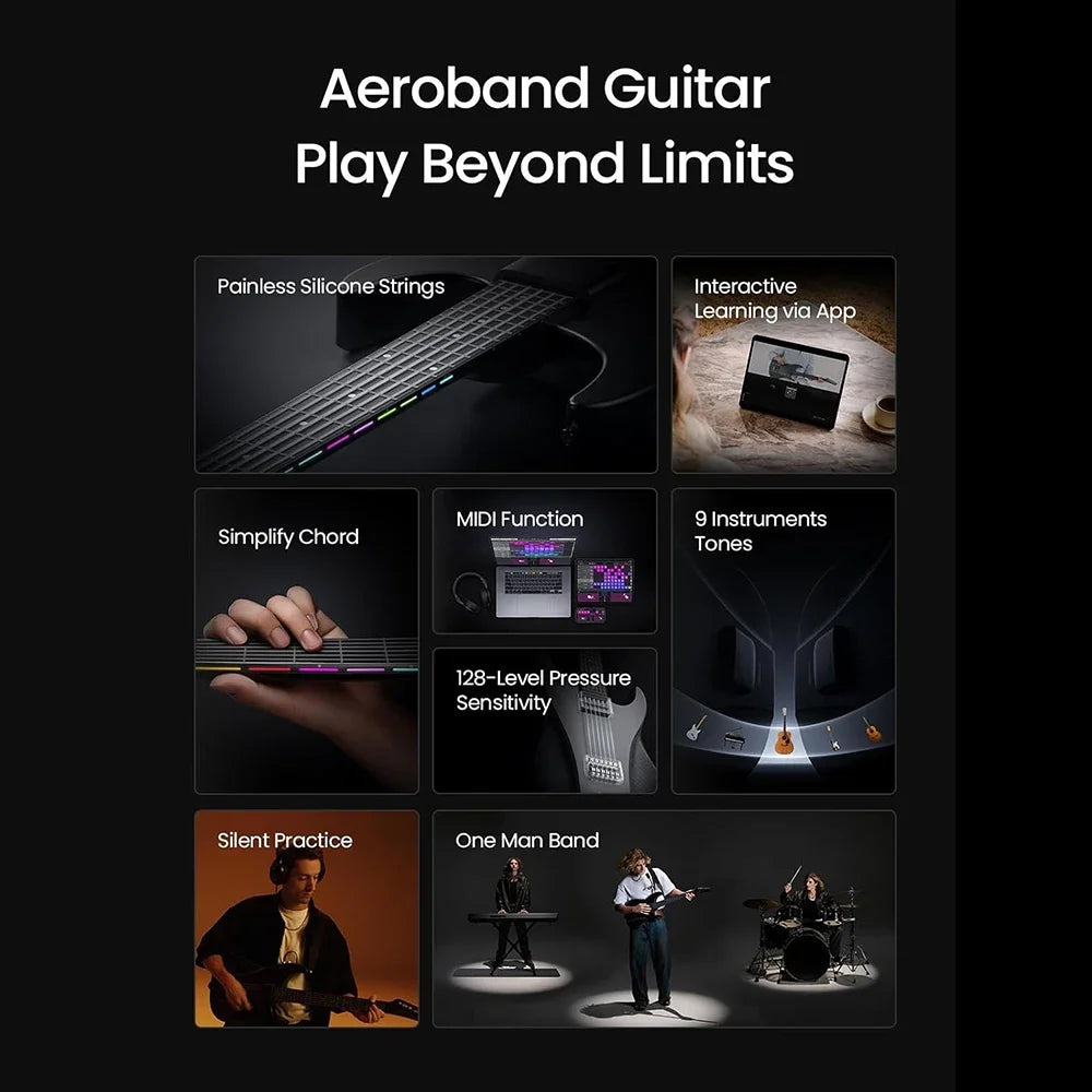 AeroBand Travel Electric Guitar Pain Free Silicone AllinOne Speaker