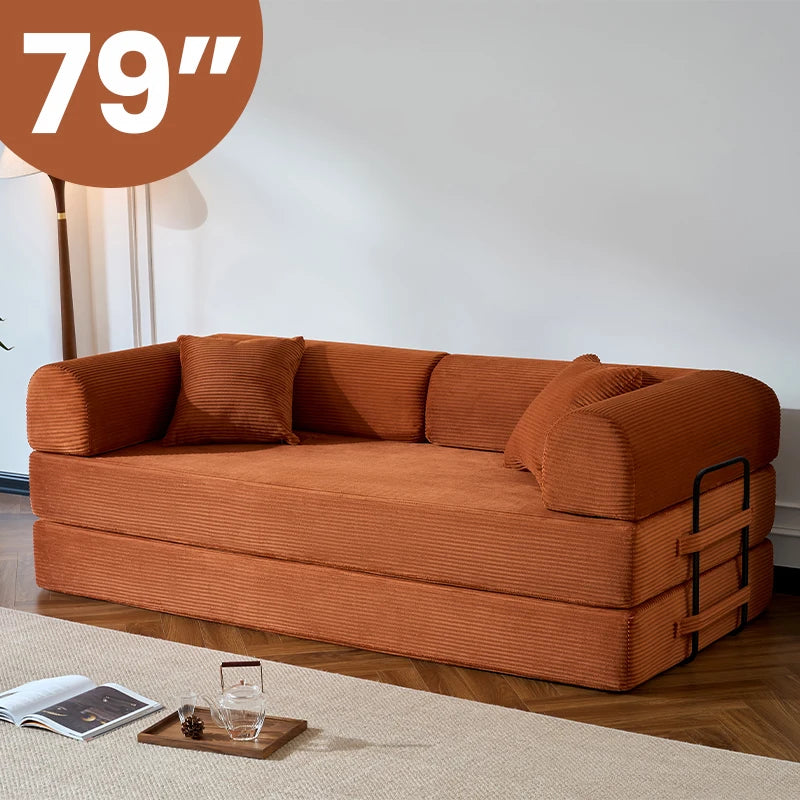 Modern Corduroy Folding Convertible Sofa Bed With Removable Cover