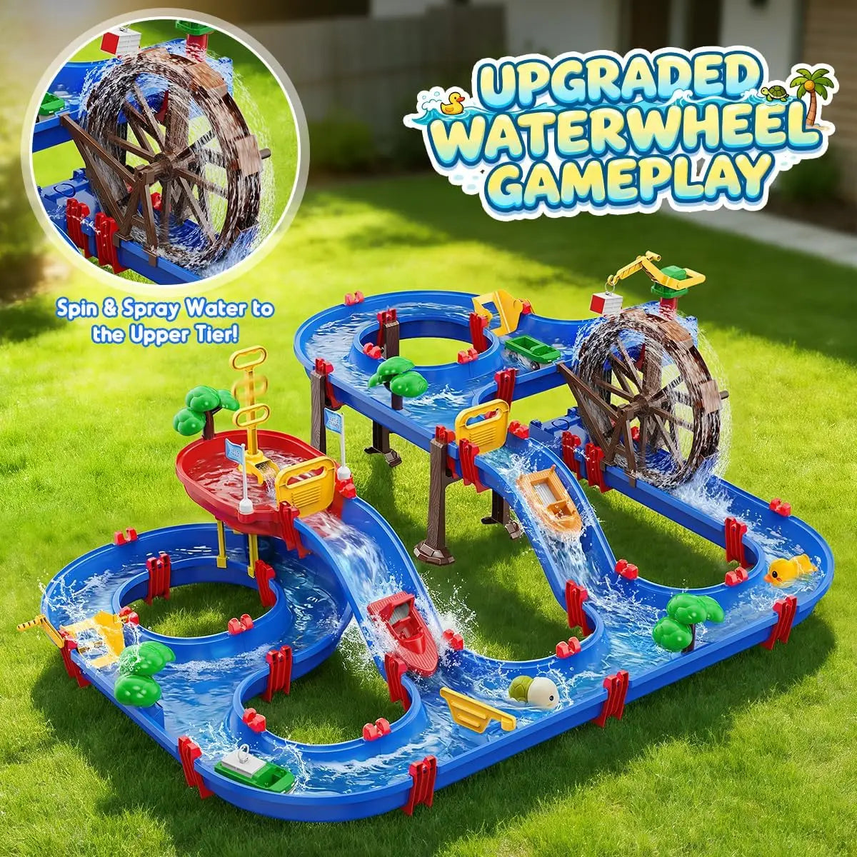 Vatos Two Tier Water Wheel Kids Outdoor Water Table Playset