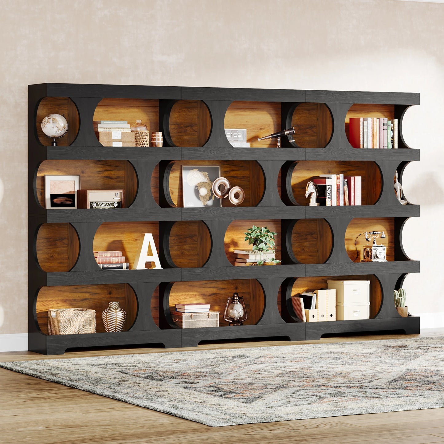 Tribesigns Wooden Freestanding Bookcase Four Tier Display Shelving