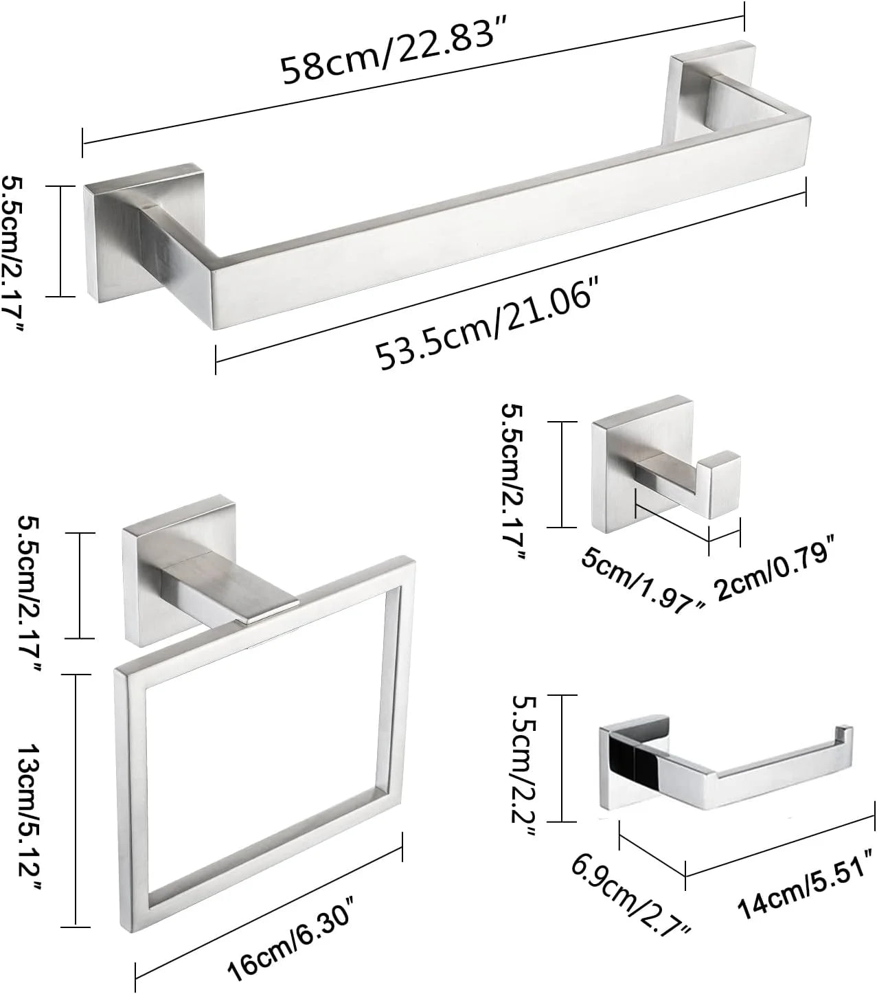 DQOK Stainless Steel Bathroom Hardware Set Bath Accessories