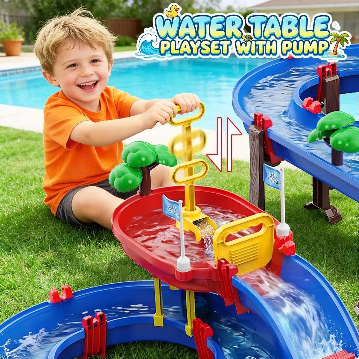 Vatos Two Tier Water Wheel Kids Outdoor Water Table Playset