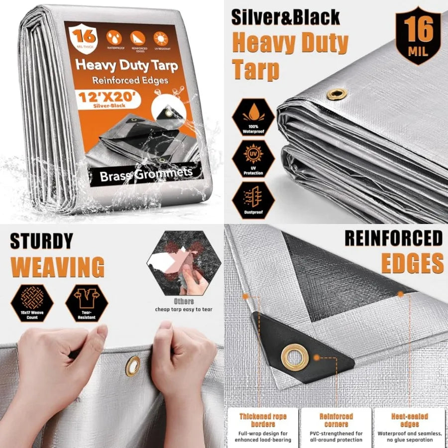 Heavy Duty Waterproof Tarp With Reinforced Edges And Brass Grommets