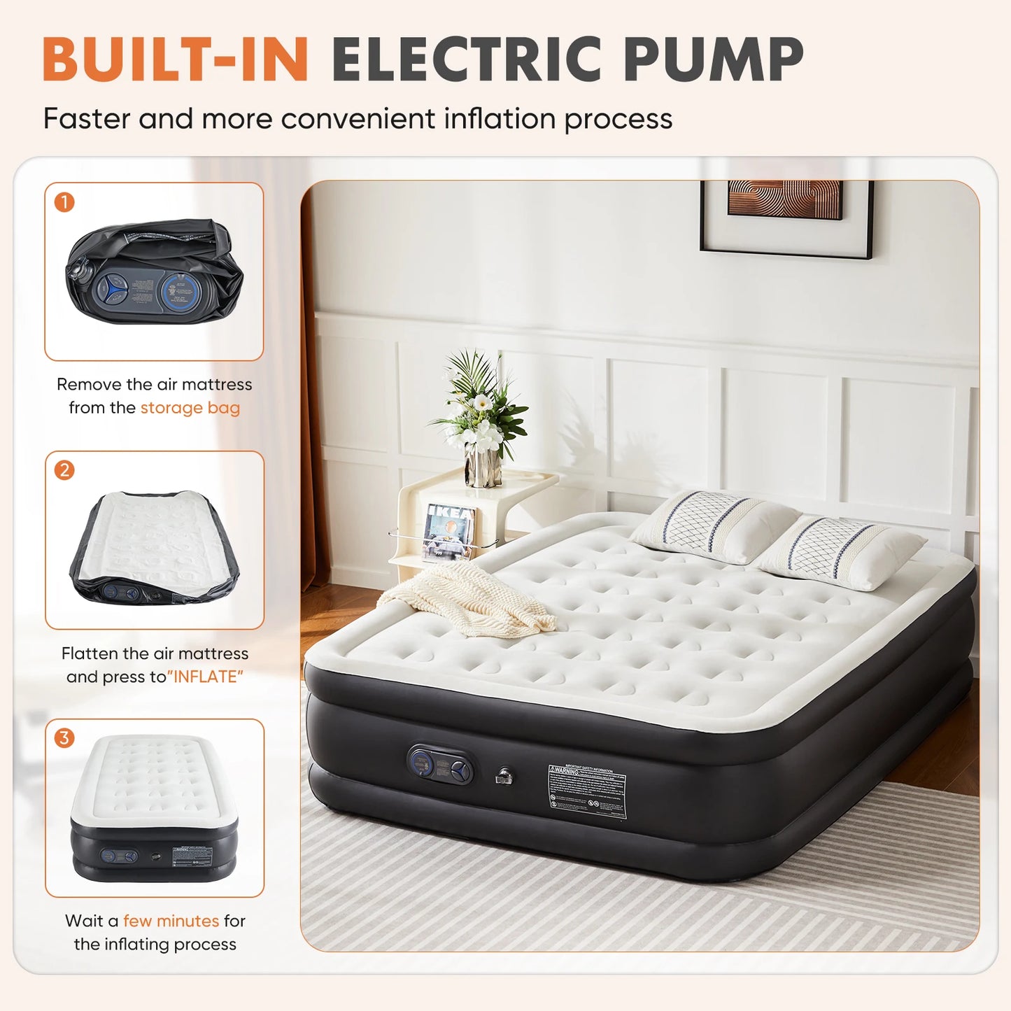 JHK Air Mattress With Non Slip Bottom For Home Use