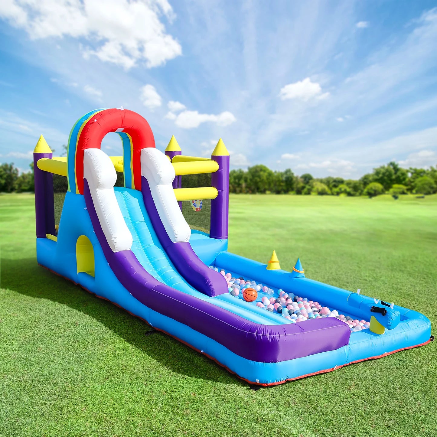 RTS Inflatable Water Slide With Splash Pool And Climbing Wall