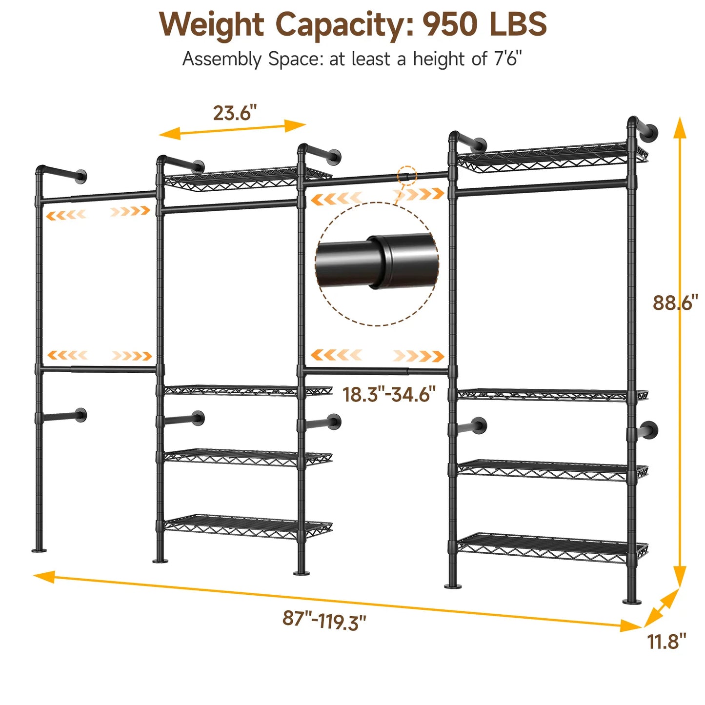 Onbrill Wall Mounted Industrial Pipe Clothes Rack Organizer