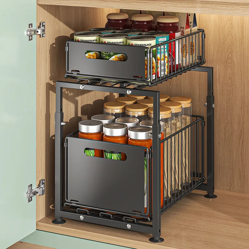 AEHOME 2 Tier Slide Out Cabinet Organizer Heavy Duty Sink