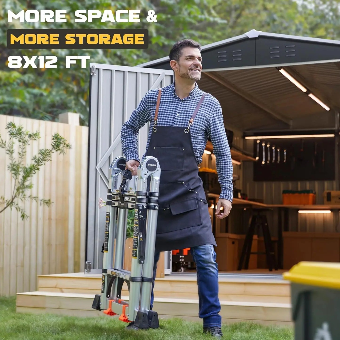 Outdoor Metal Storage Shed With Reinforced Frame Waterproof