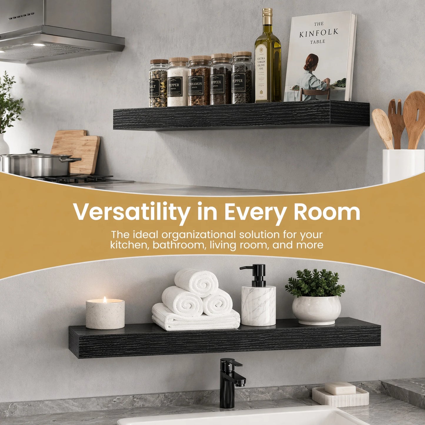 Floating Wall Shelves Set Of 3 With Invisible Brackets Laminate