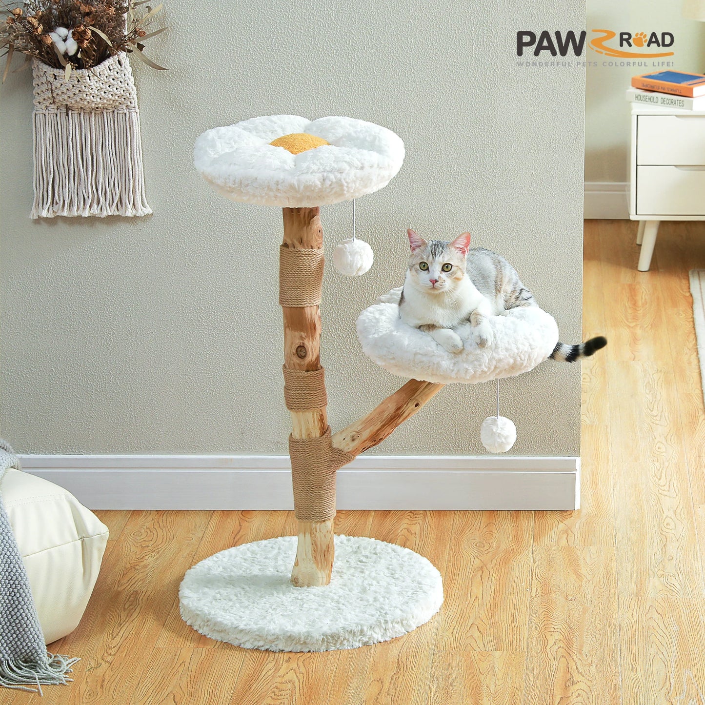 PAWZ Road Modern Cat Tree Tower With Natural Scratching Posts