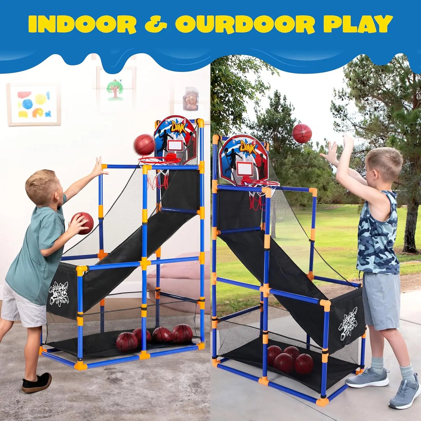 Joyfy Kids Arcade Basketball Stand With 4 Inflatable Balls