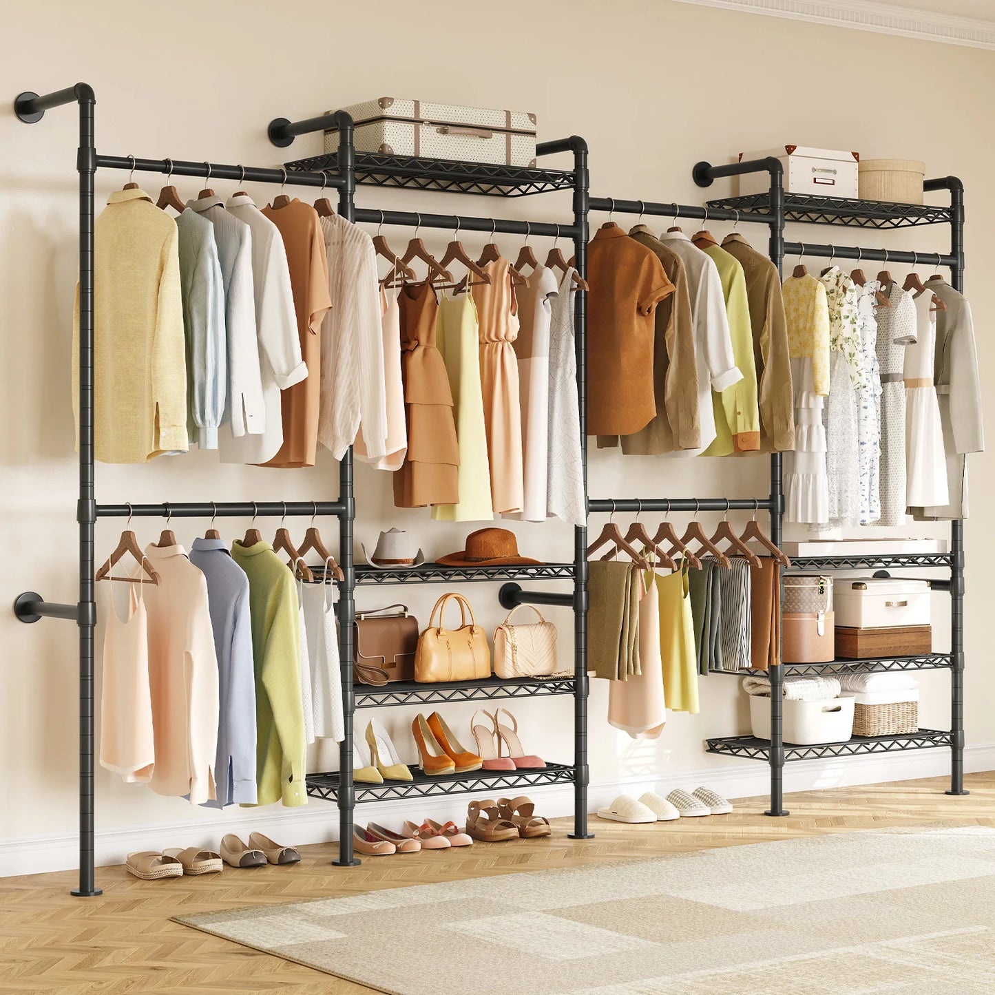 Onbrill Wall Mounted Industrial Pipe Clothes Rack Organizer