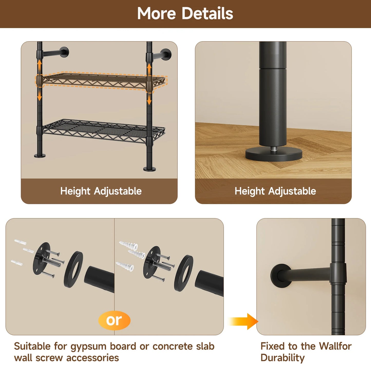 Onbrill Wall Mounted Industrial Pipe Clothes Rack Organizer