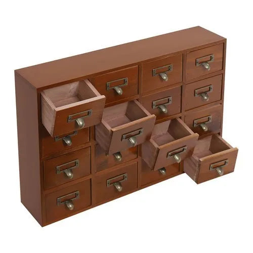 Pine Wood 64 Drawer Storage Cabinet Tabletop Organizer For Office