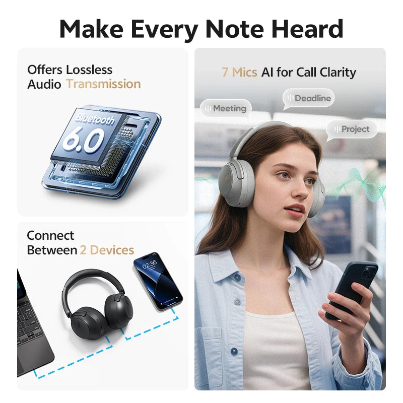 QCY H3S Over-Ear Headphones With Hi-Res LDAC Spatial Sound ANC