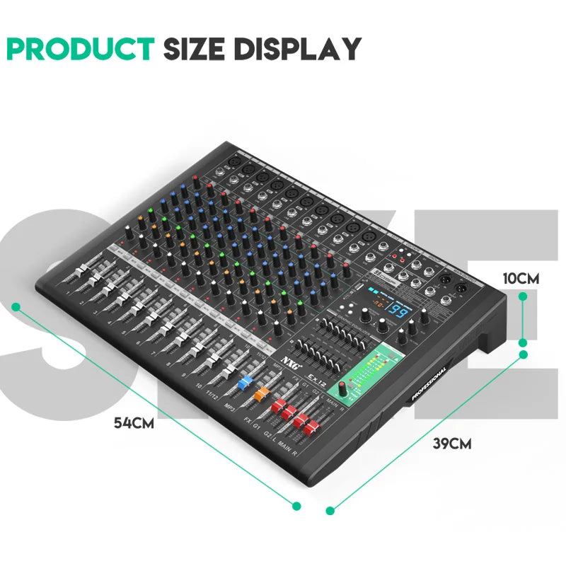 NXG EX12 12 Channel Audio Mixer With Bluetooth USB