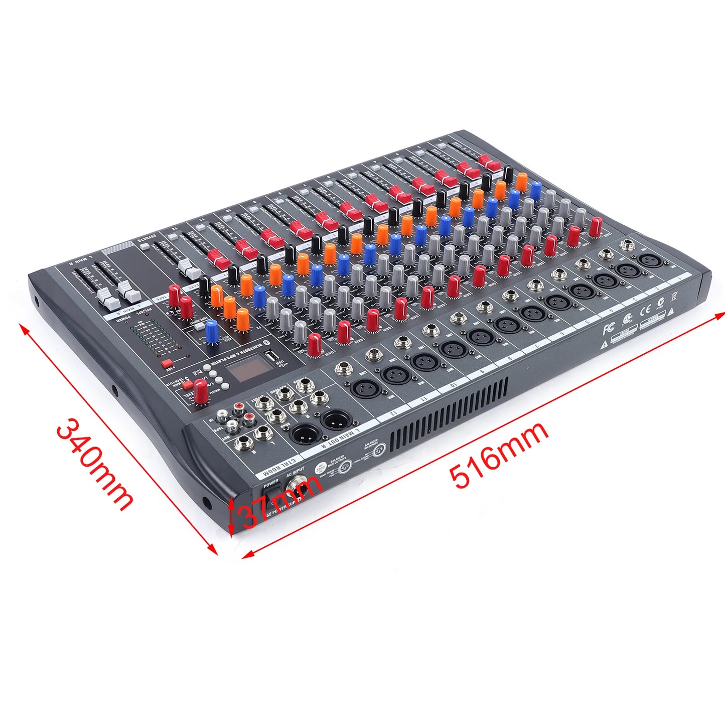 12 Channel DJ Mixer Studio Console With USB Audio Interface