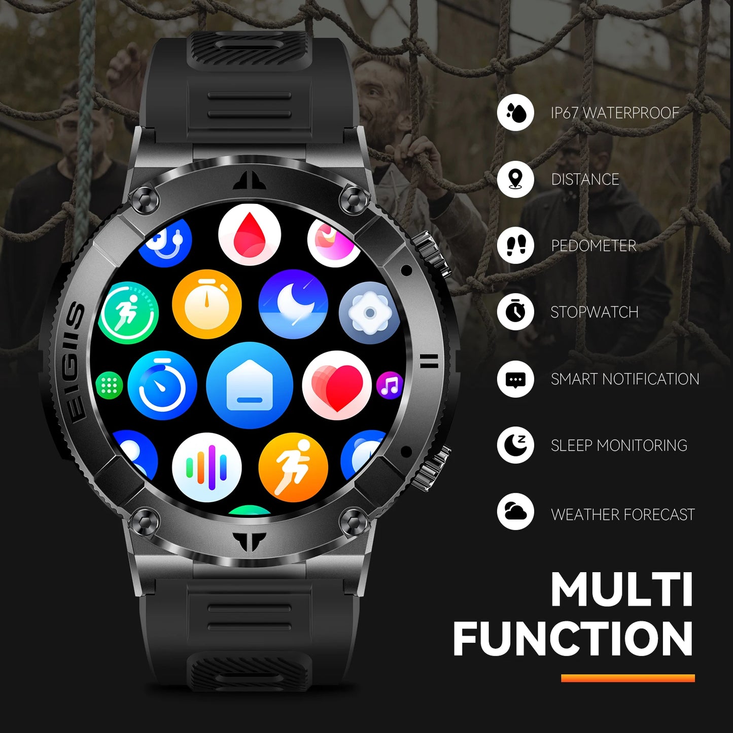 LaNikar Smart Watch Men TFT Display Bluetooth Blood Pressure