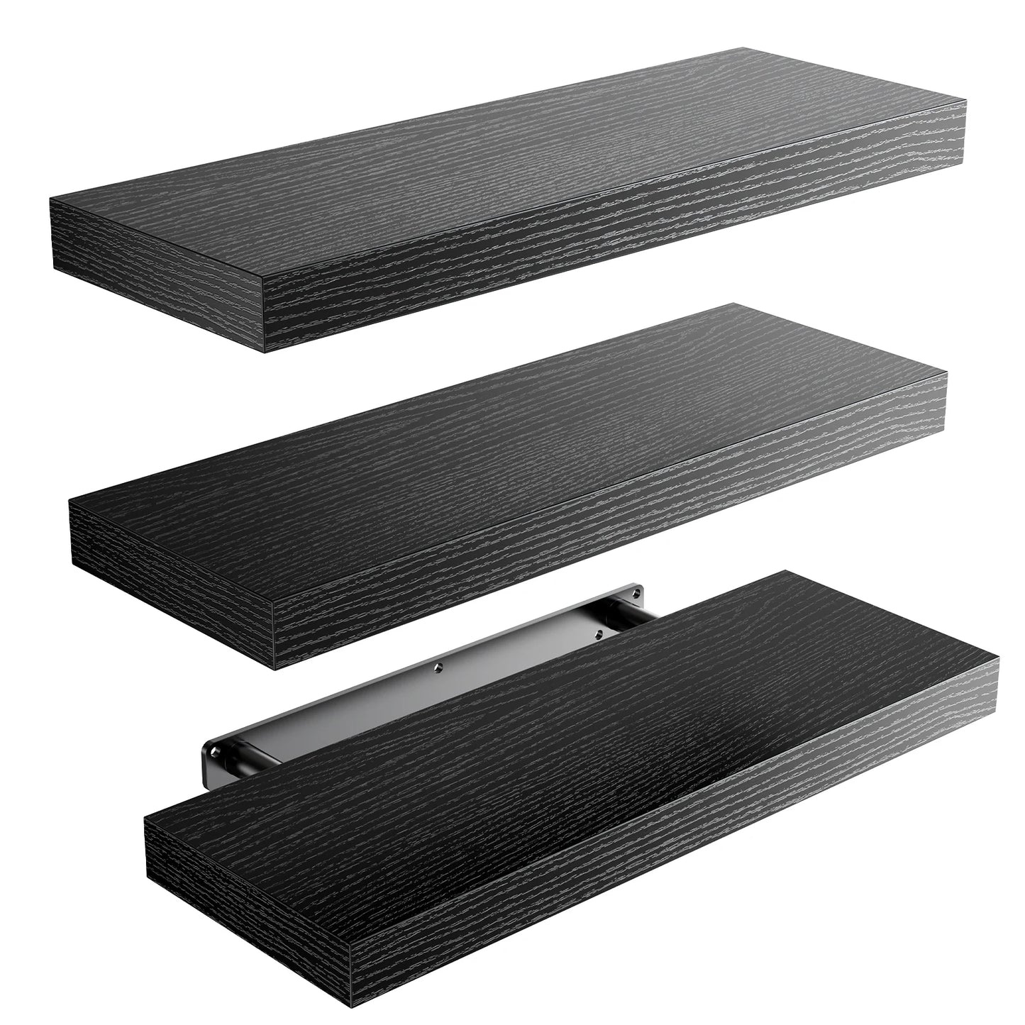 Floating Wall Shelves Set Of 3 With Invisible Brackets Laminate