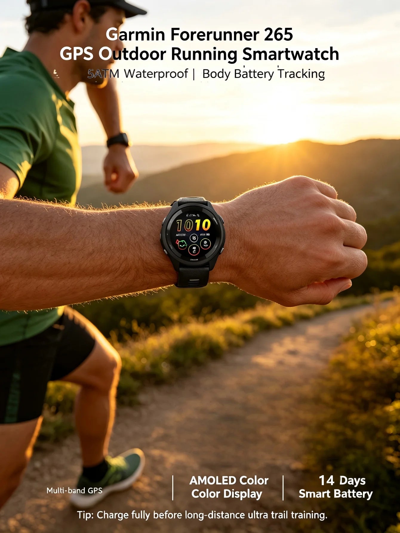 Garmin Forerunner 265 GPS Running Smartwatch Multi Band GPS