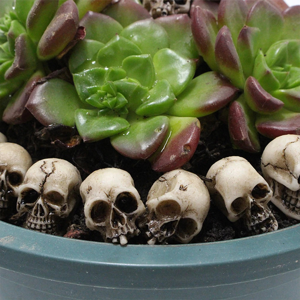 Gothic Resin Skull Statues Halloween Garden Potted Plant Decorations