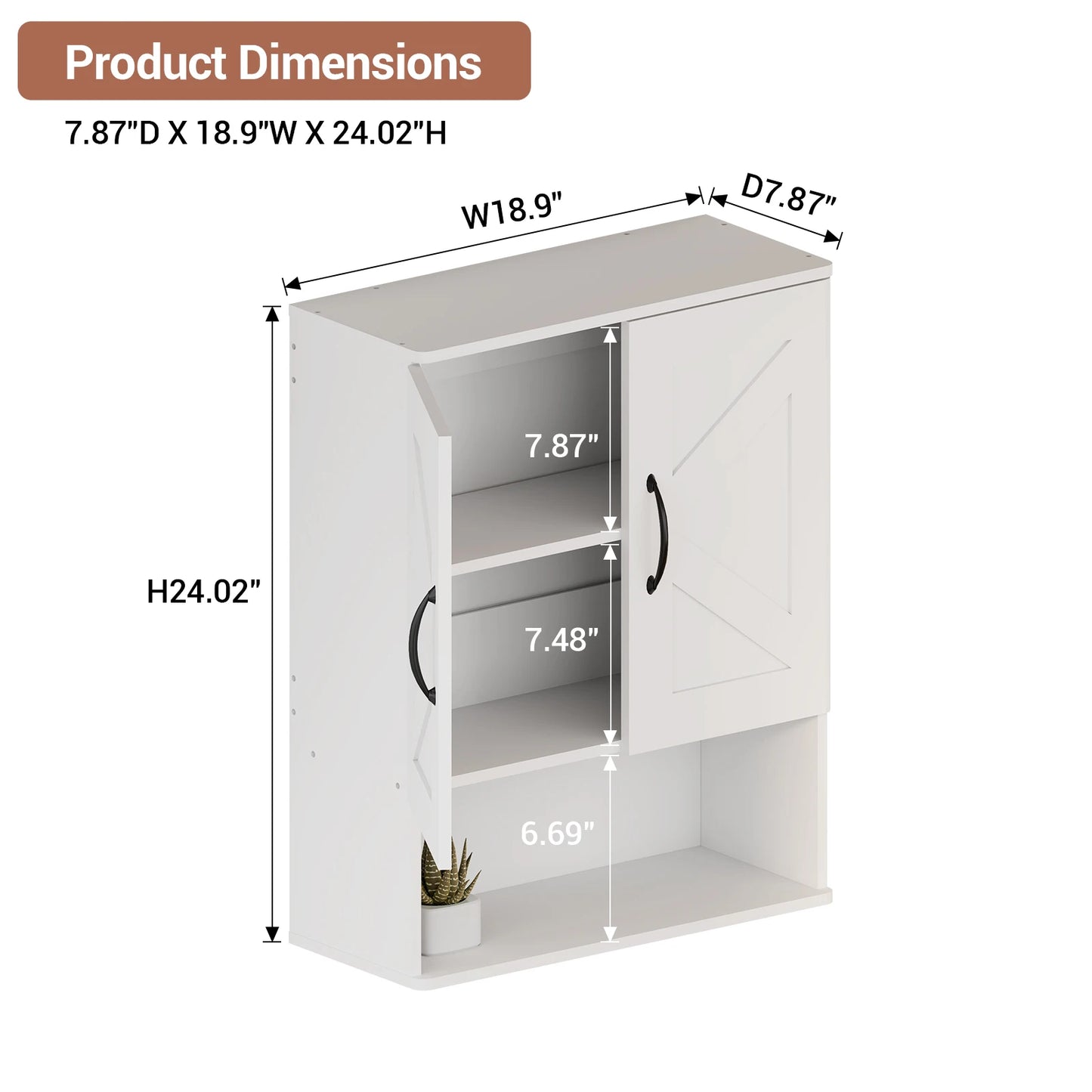 Huisenitre Wall Mounted Cabinet With Adjustable Shelves For Bathroom