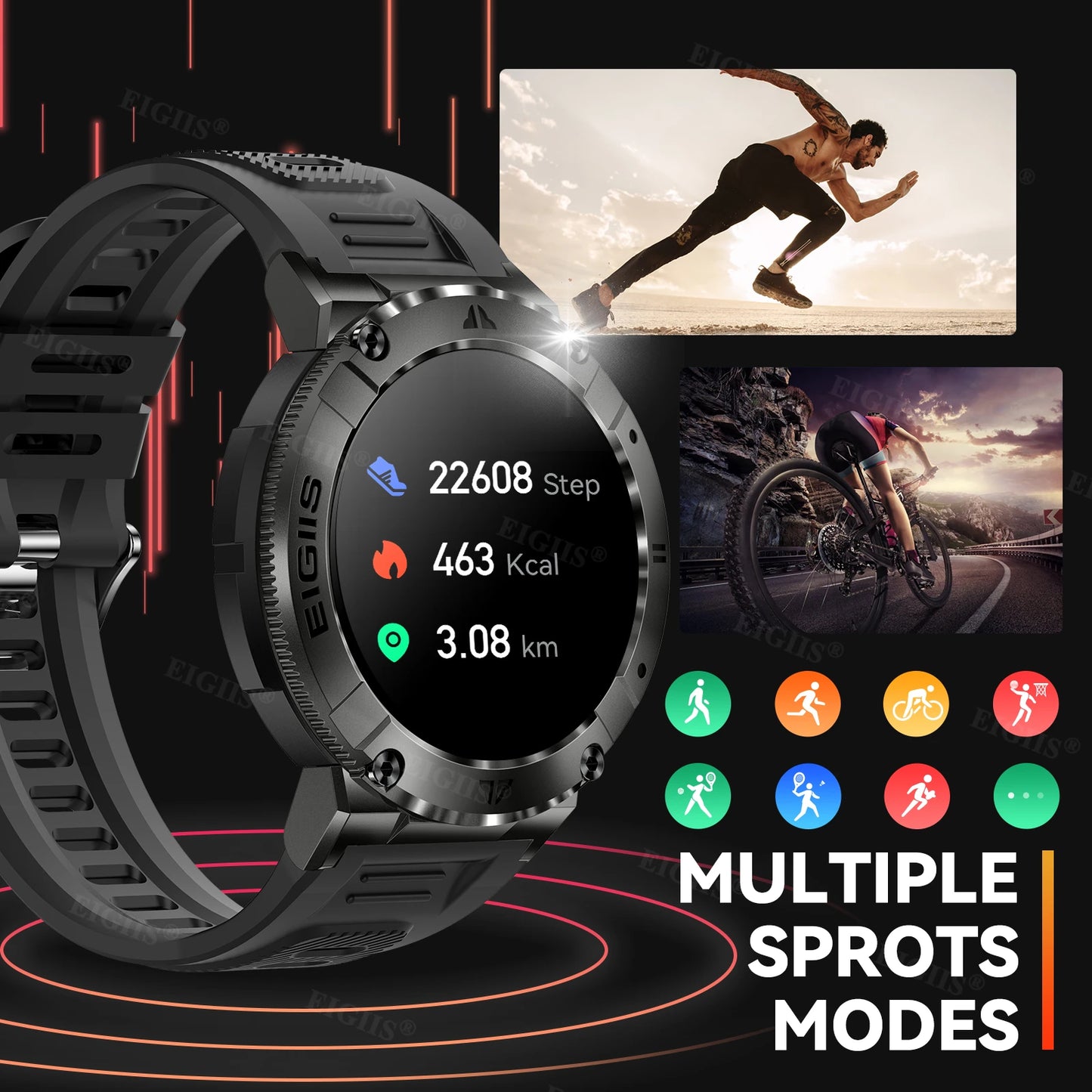 LaNikar Smart Watch Men TFT Display Bluetooth Blood Pressure