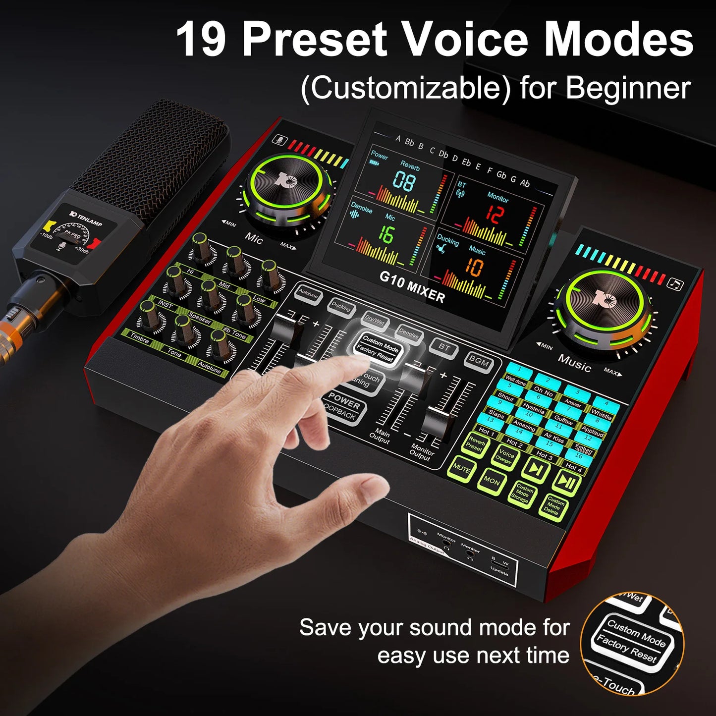Tenlamp G10 PKPRO 6 Channel USB Podcast Mixer With Mic XLR Interface