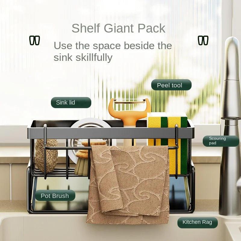 Stainless Steel Sink Drainage Rack and Dishcloth Storage
