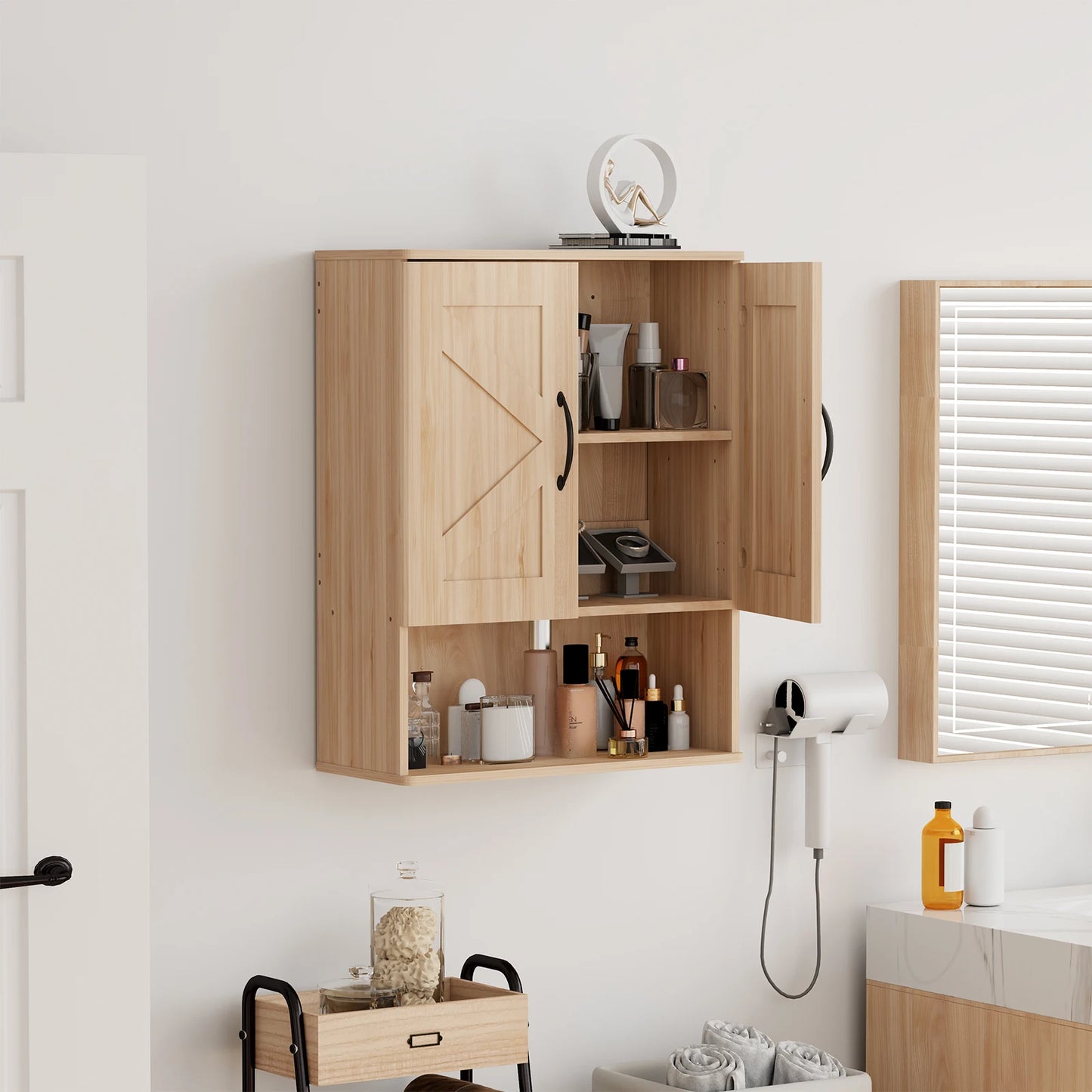 Huisenitre Wall Mounted Cabinet With Adjustable Shelves For Bathroom